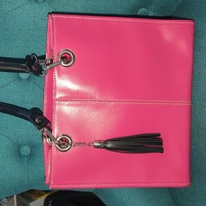 River Pink and black Vegan leather purse/tote